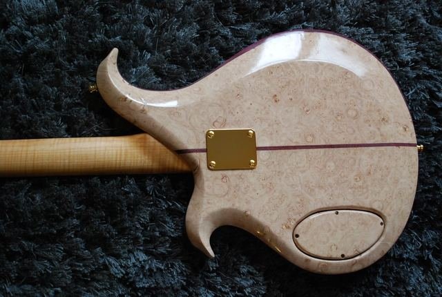 Figured back of a guitar body with control cover
