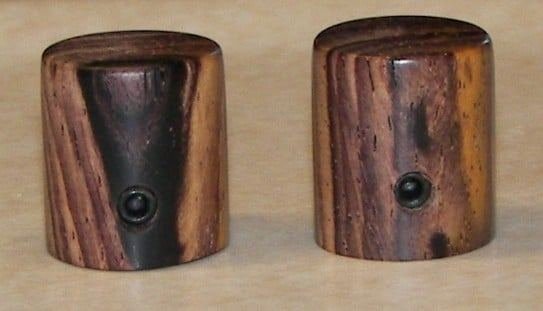 Pair of hand-turned dark hardwood knobs