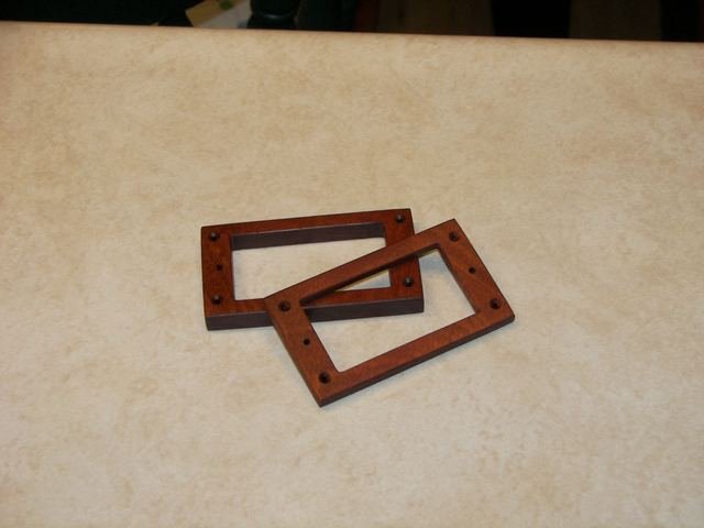 Wooden pickup rings, stacked